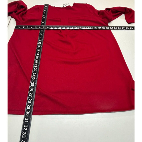Tahari Sweater Womens 1X Red Rib Band Pullover Long Sleeve Rayon Blend NWT - Picture 6 of 13
